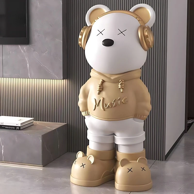 Violent Bear Large Floor Ornaments, Cool Headphones, Cream Style, Living Room, TV Cabinet, Sofa, Home Decorations 5