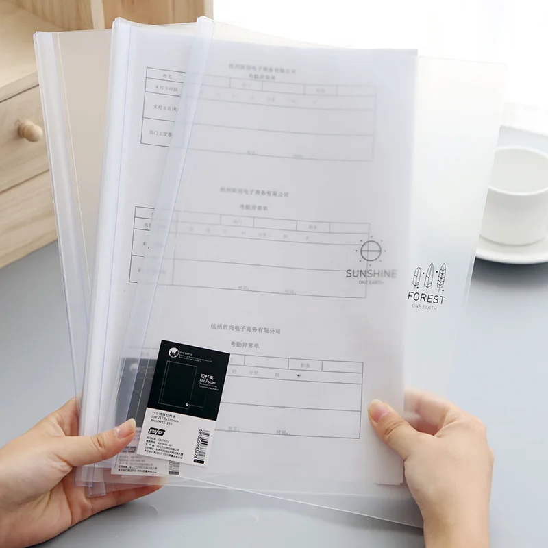 Price 12PCS Korean New PVC Transparent A4 Rod Pumping Clip Folder Stationery File Folder School and Office Supplies