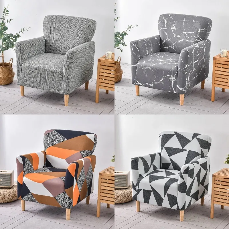 1PC Printed Soft Armchair Covers Elastic Club Tub Chair Slipcovers for Living Room Single Sofa Covers Home Bar Counter Hotel