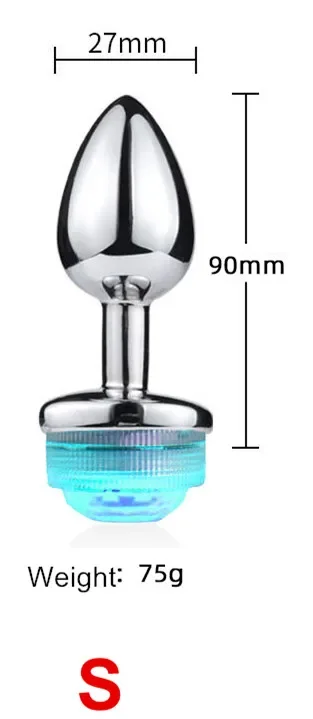 LED Glowing Anal Plug with Colorful Light Vagina Massage Plug Butt Sex Toys Luminous Anal Tail Buttplug Stainless Steel Anus Toy