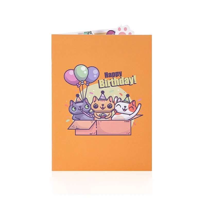 Happy Birthday Card Birthday Cat 3D Pop Up Card Greeting Best Gift for Family Husband Wife Couple Friends greeting cards