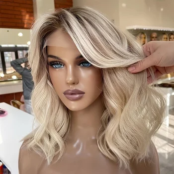 Pre-plucked Ombre Blond body Soft wave Hair 150 density and 13×4 100%human hair wig lace front wig, with baby hair pre plucked 1