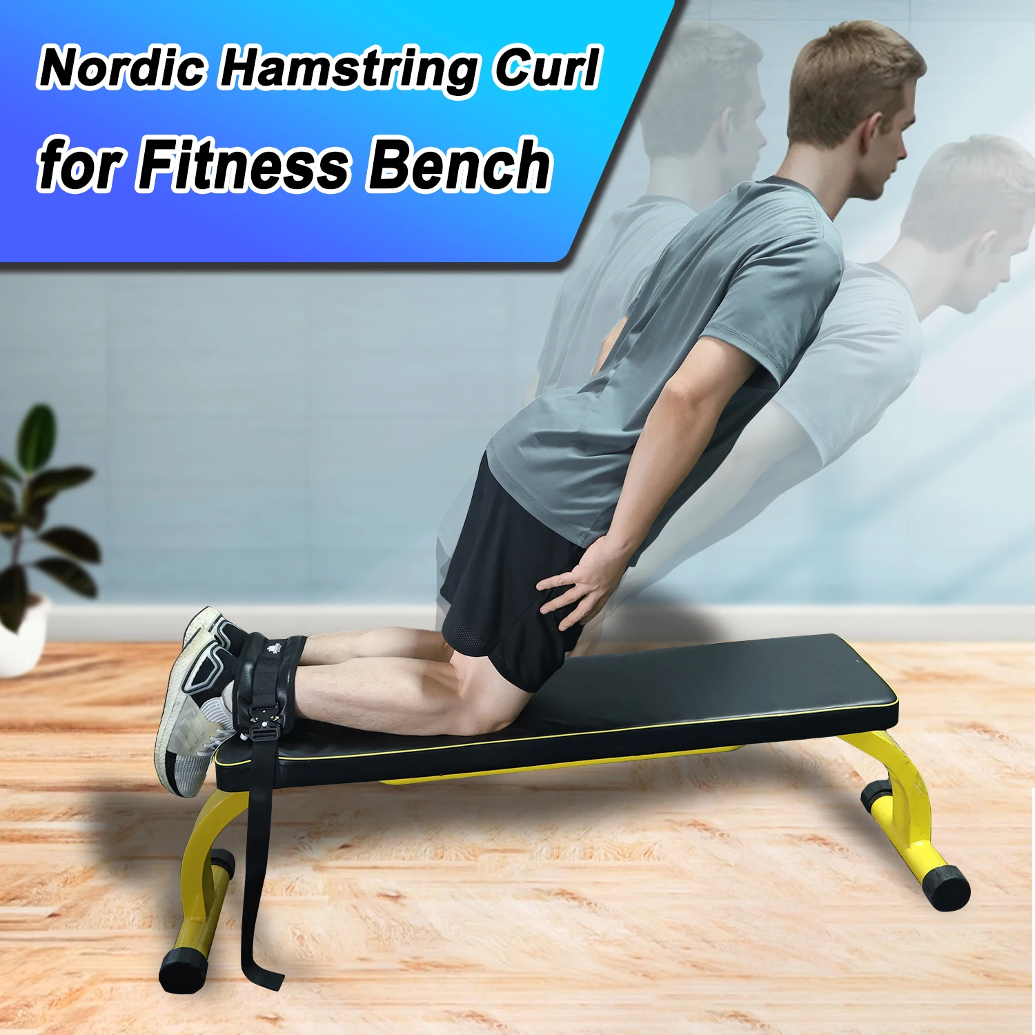 Nordic Hamstring Curl Strap – with Extra Large Foam Stopper Thick Neoprene Padding, Fits Various Doors, Enhances Leg Strength 5