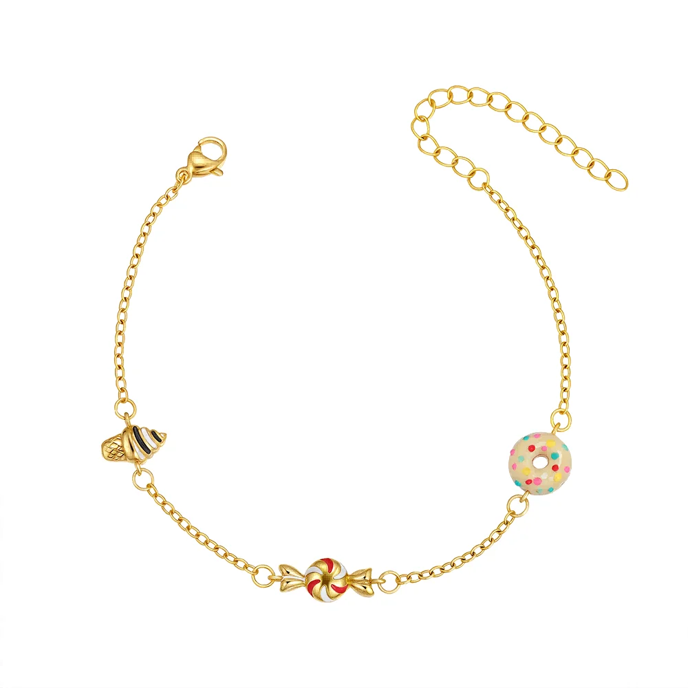 Cute Donuts Ice Cream Candies Bracelets 18K Gold Plated Hypoallergenic Chain Bracelet Hand Strings Gift Fashion Jewelry 2025 New