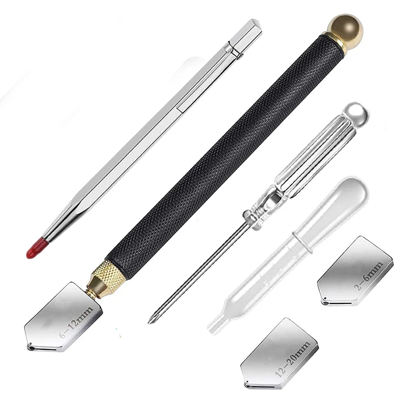 Diamond Glass Cutter Professional Manual Glass Floor Tile Cutter Tool 2-20mm Cutting Tools Construction Tools Set 6PCS glass cutter tile glass cutter tile cutting tool