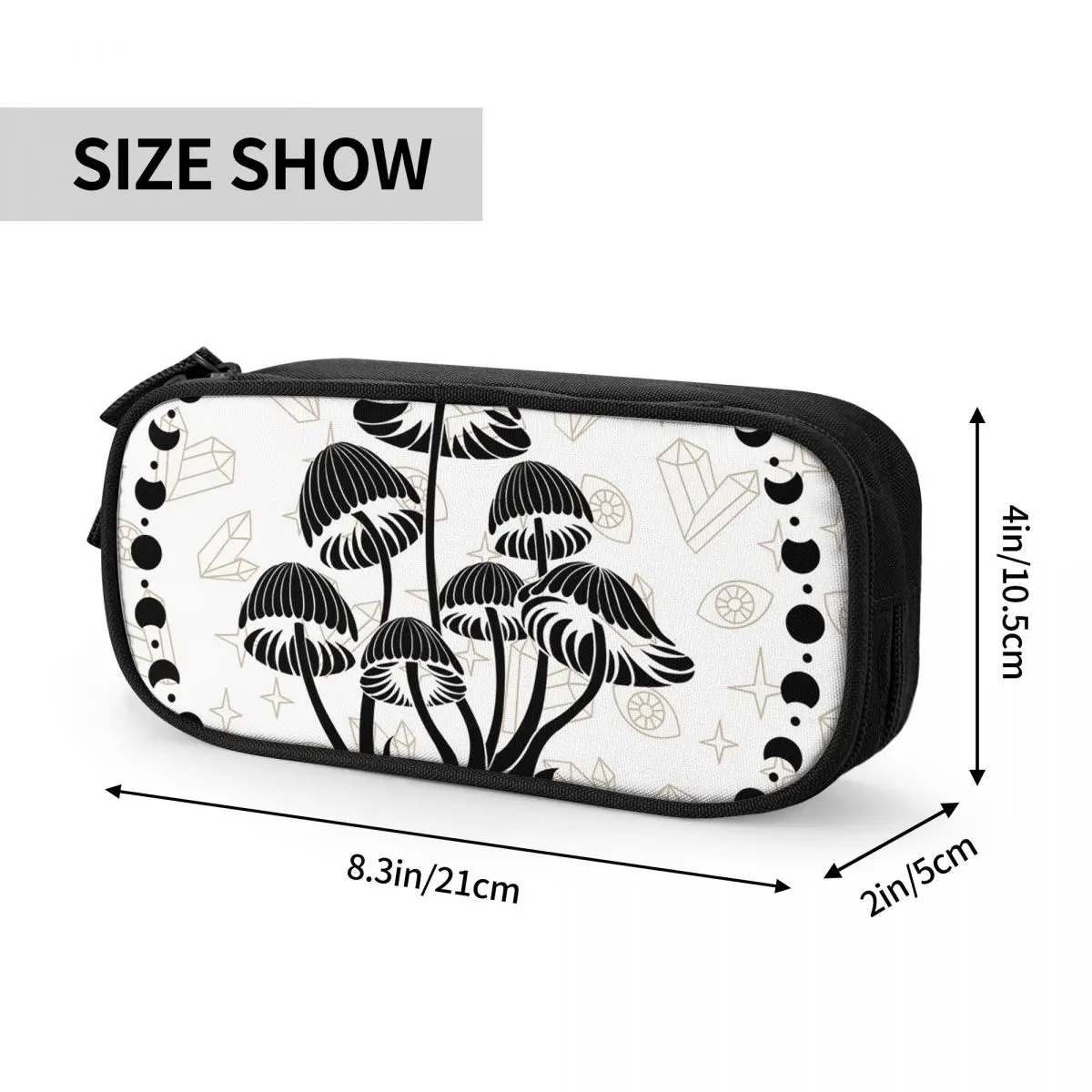 버섯 달 마법의 숲 별이 빛나는 밤 학생용 연필 케이스 학교 펜 박스 연필 가방 대용량 연필 파우치