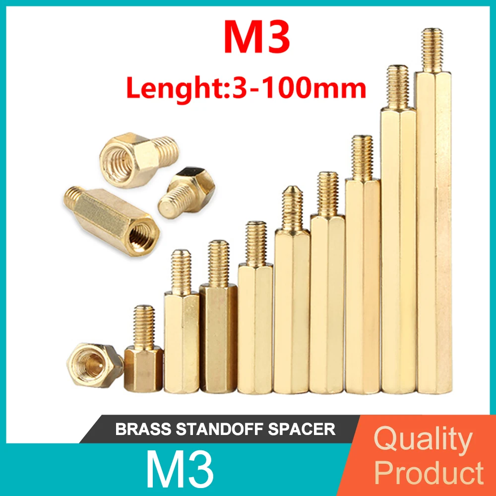 thumbnail image 1 of Thread M3 Circuit Boards Spacer Hex Brass Standoff Screw Pillar Fixed PCB Computer PC Motherboard Female Male Standoff Spacer, 1 of 4