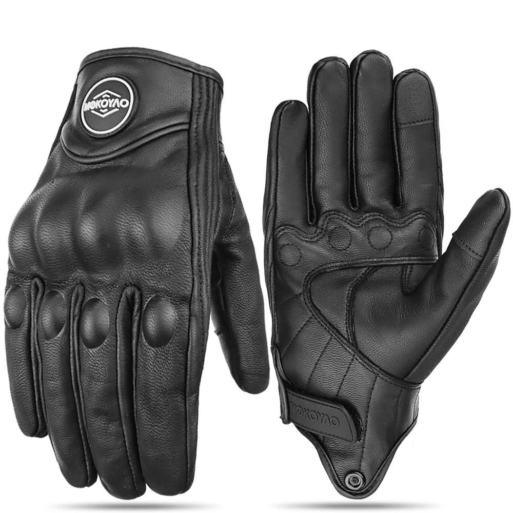 Men's Retro Leather Motorcycle Gloves - Breathable Summer Riding Gear Accessories