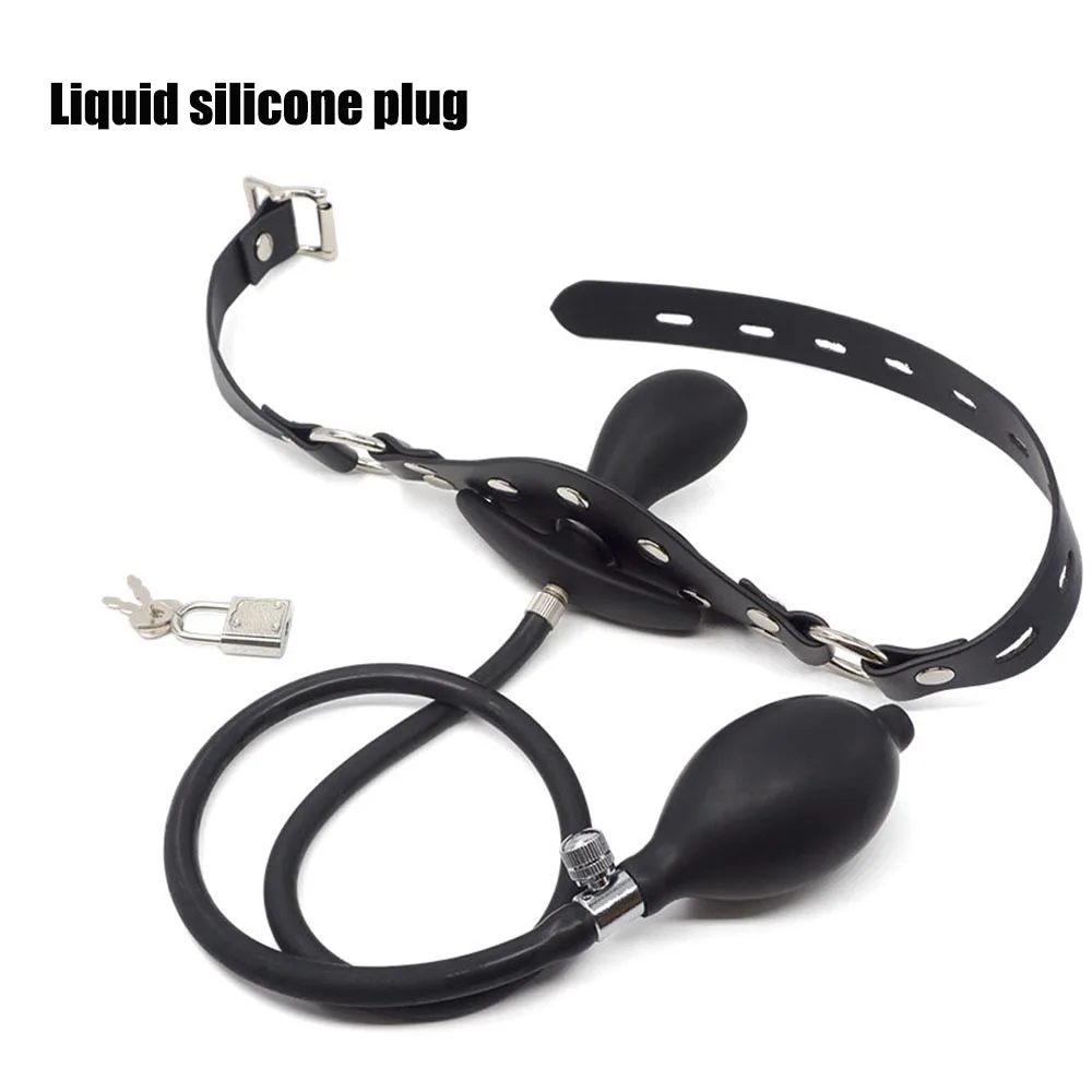 BDSM Inflatable Gag with Removable Pump,Silicone Tongue Depressor Mouth Gag Ball Slave,Bondage,Sex Toys for Couples,Adult Games
