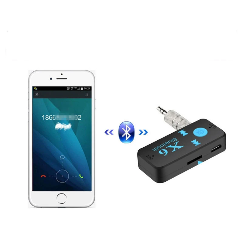 X6 Wireless Bluetooth-compatible Receiver Transmitter Handsfree Adapter 3.5mm Jack for MP3 Car Music Audio A2DP Support TF Card