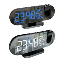Electronic Digital LED Mirror Alarm Clock Projector USB Rechargeable Temperature 1