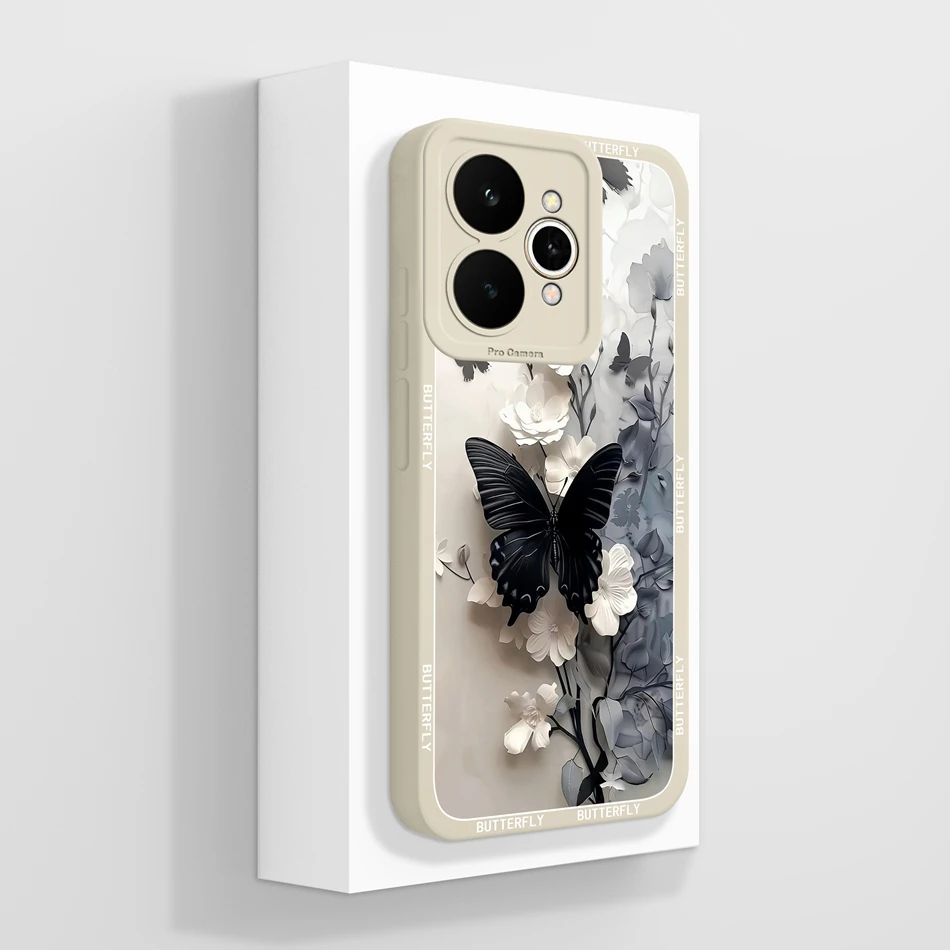 Pretty Flowers Pattern Soft Liquid Silicone Shockproof Phone Case - Full Coverage Bumper