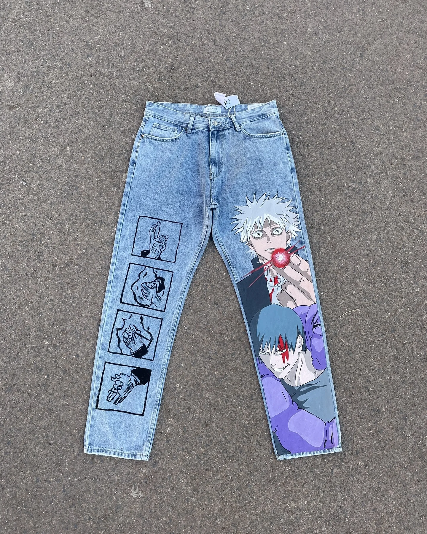 Harajuku Demon Slayer Graphic Wide Leg Jean Fashion Y2k Style Streetwear Blue Denim Mens Jeans Couple High Waist Pants 2