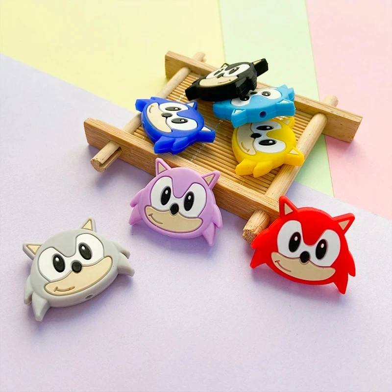 10pcs 소닉 고슴도치 실리콘 초점 구슬 보석 만들기 DIY 젖꼭지 체인 구슬 펜 수제 액세서리