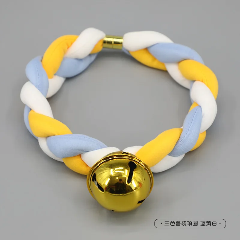 Christmas Braided Choker Necklace Man Women Halloween Party Animal Cosplay Prop Cotton Rope Bell Collar Festival Accessory