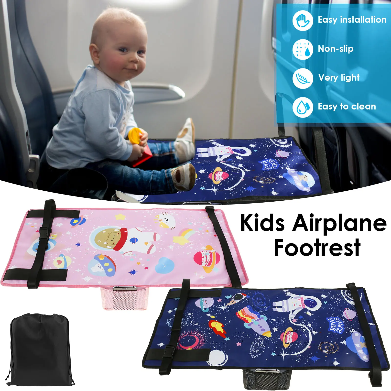 

New Kids Airplane Footrest Portable Kids Airplane Seat Extender Colorful Airplane Foot Hammock Breathable Toddler Airplane Bed