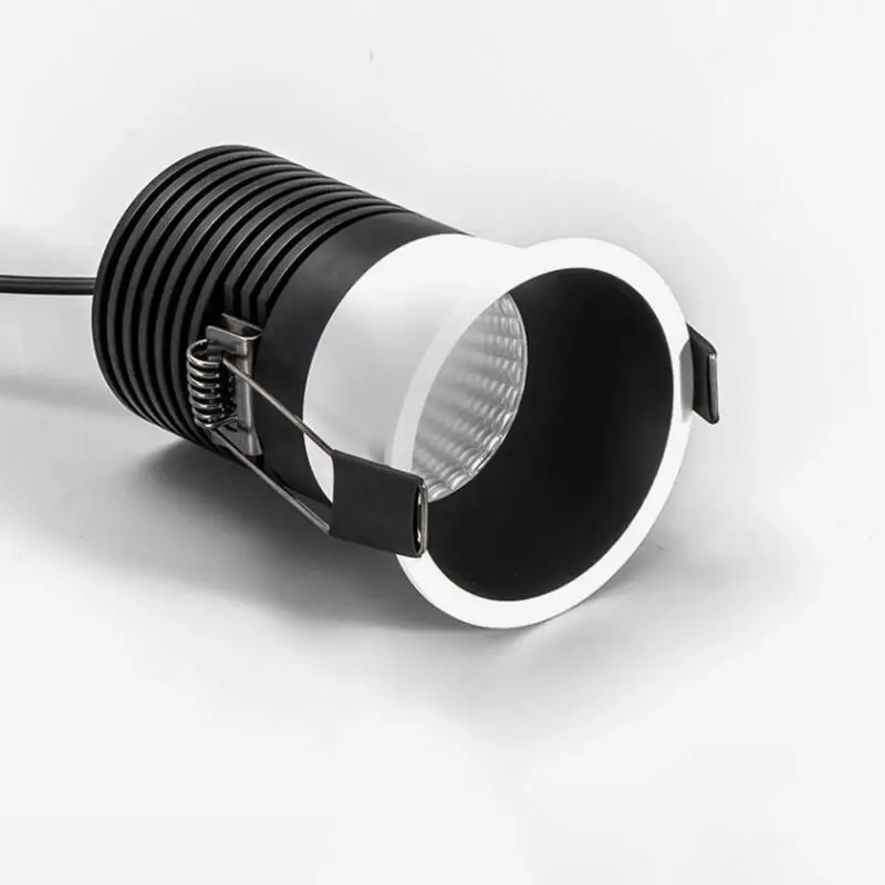 디밍이 가능한 임베디드 눈부심 방지 LED 다운라이트 5W/7W/9W/12W COB 천장 스포트라이트 AC85265V LED 배경 램프 실내 조명