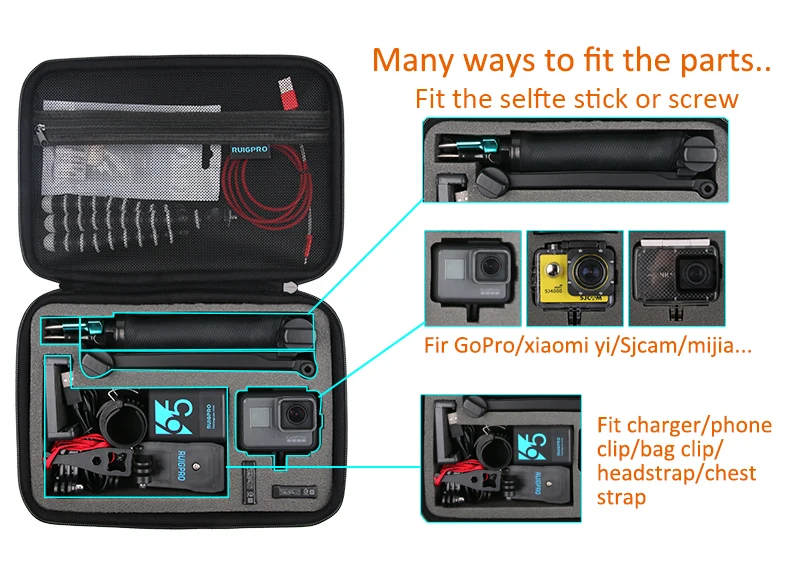 diy saco de armazenamento portátil prova de choque caso de transporte caixa protetora para dji osmo ação gopro hero câmera sjcam acessórios