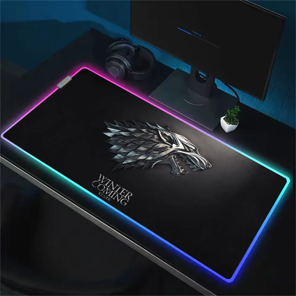 of Mousepads Mat Gaming MousePad LED Table Pads Game Backlit Rubber Desktop XXL RGB T-Thrones Desk  Micro USB 6