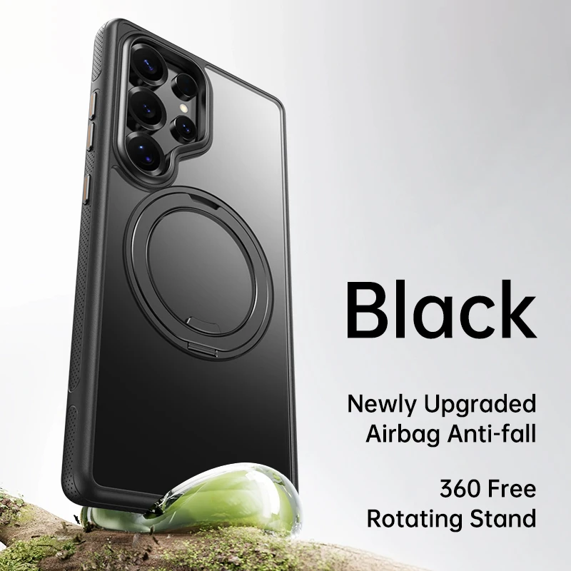 360° Rotating Magnetic Phone Case with Luxury Metal Bracket and Shockproof Protective Cover