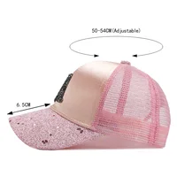 Children Girls Rhinestone Sequin Letter A D Baseball Cap Summer Girl Female Snapback Hip Hop Caps Adjustable Sun Hat 2