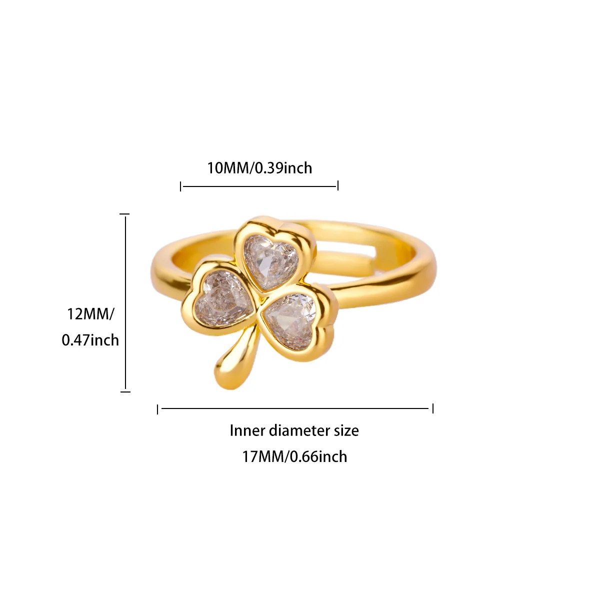 Zircon Rings, Gold, Color, Stainless Steel, Crystal, Geometric, Adjustable, Ring
