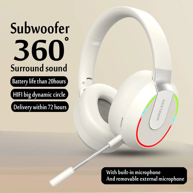 

Headsets Gamer Headphones Blutooth Surround Sound Stereo Wireless Earphone USB With MicroPhone Colourful Light PC Laptop Receive