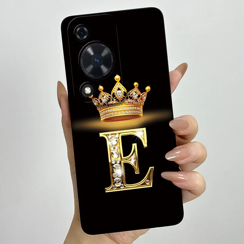 Crown Initial Letter Couple Phone Case - Soft Silicone TPU Lens Protective Casing