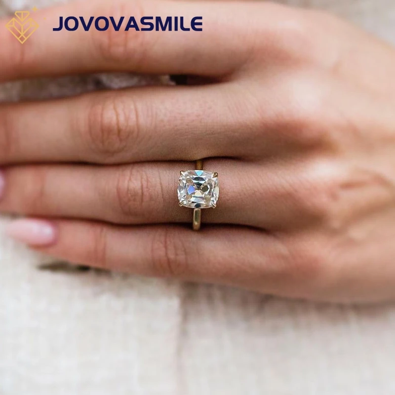 Jovovasmile Moissanite 6 Carati 11.25X10Mm Old Mine Cushion Cut Anello In Oro 14K Per Gioielli Donna Con Gra