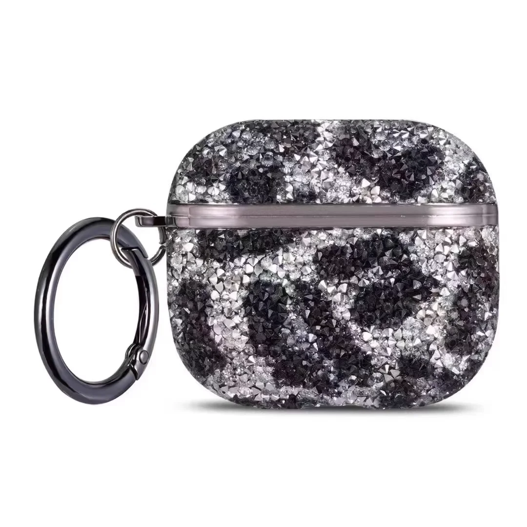Deluxe Plated Sparkling Diamond Bluetooth Headphone Case with Keychain - Shockproof Earphone Cover