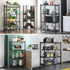 3-Tier Foldable Duty Storage Shelves with Wheels 13.4" D x 28" W x 34" H, Freestanding Shelving No Assembly Required, for Kitche 3