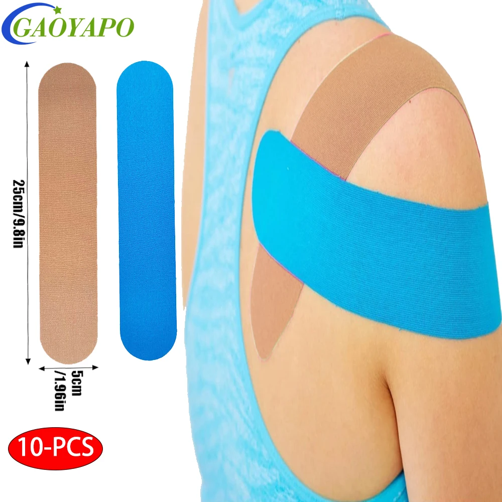 10 PCS Kinesiology Tape Pro 운동 스포츠, 방수 통기성 운동 탄성 Kneepad 근육, 체육관 피트니스를위한 무릎 테이핑