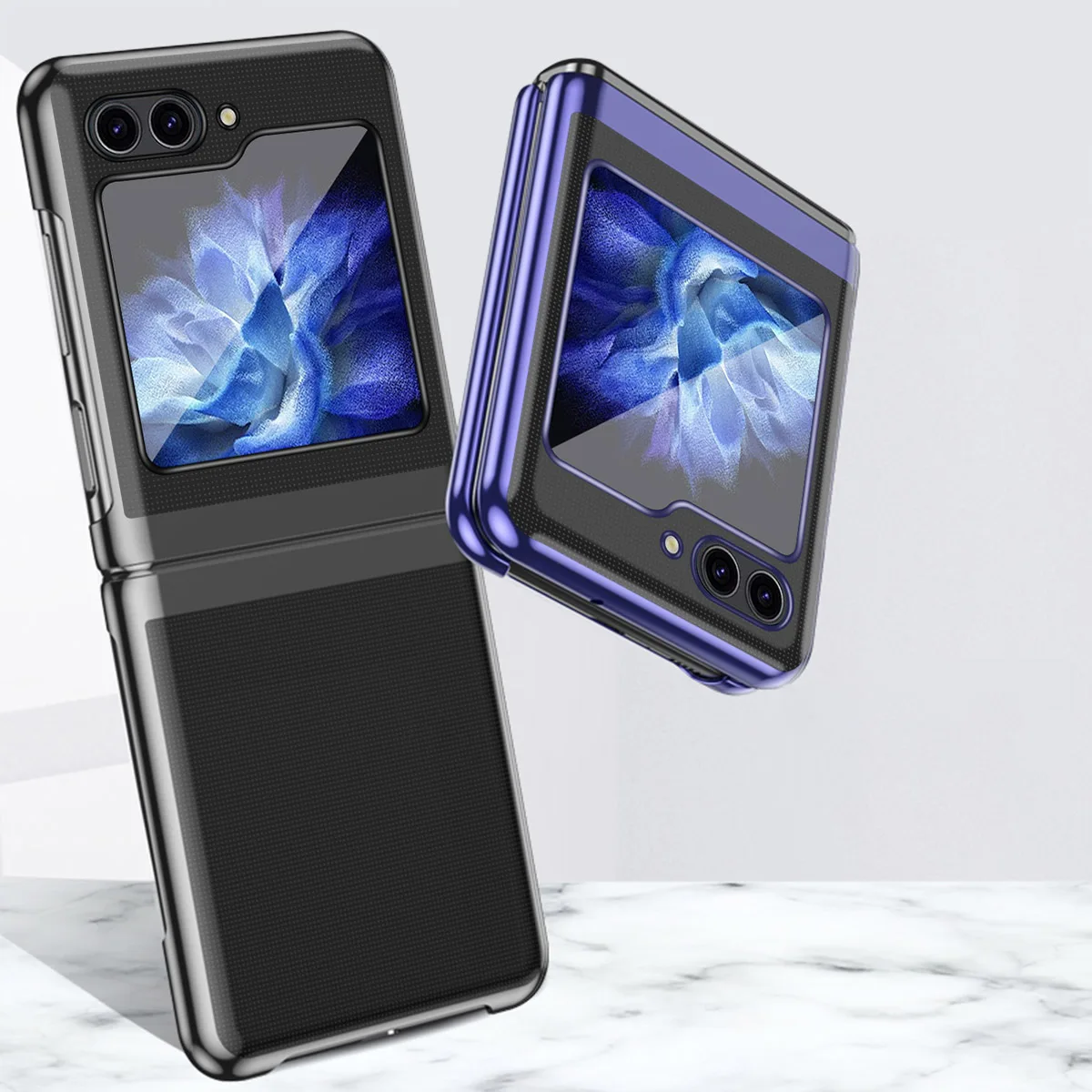 

Luxury Clear 6D Plating Case for Samsung Galaxy Z Flip5 Ultra-thin Transparent Shockproof Folding Phone Cover for SamsungZFlip5