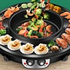 3 in 1 Electric Hot Pot BBQ Grill 2300W Multifunction Portable Home Non-Stick Split Pot Smokeless Skillet Barbecue Pan 5