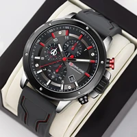 BORUSE Silicone Casual Fully Waterproof Watch Men's Date Analog Quartz Watch Multi-function Timer luxury watch