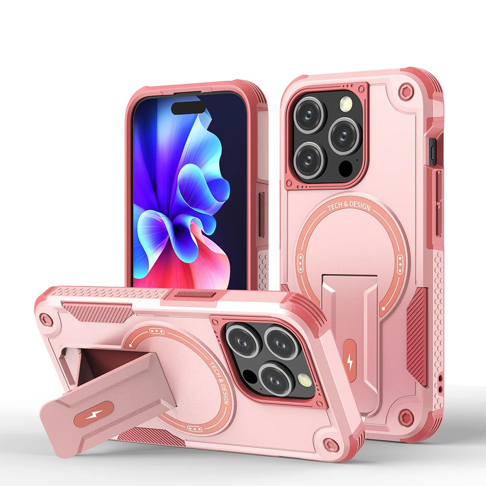 Military Bracket Heavy-Duty Magnetic Shockproof Armor Phone Case - Rugged Protection Cover
