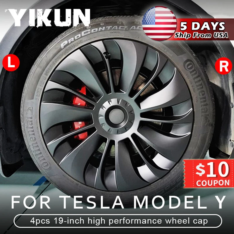 Hub Cap 4PCS Performance Replacement 19 Inch Automobile Hubcap Full Rim Cover Accessories for Tesla Model Y