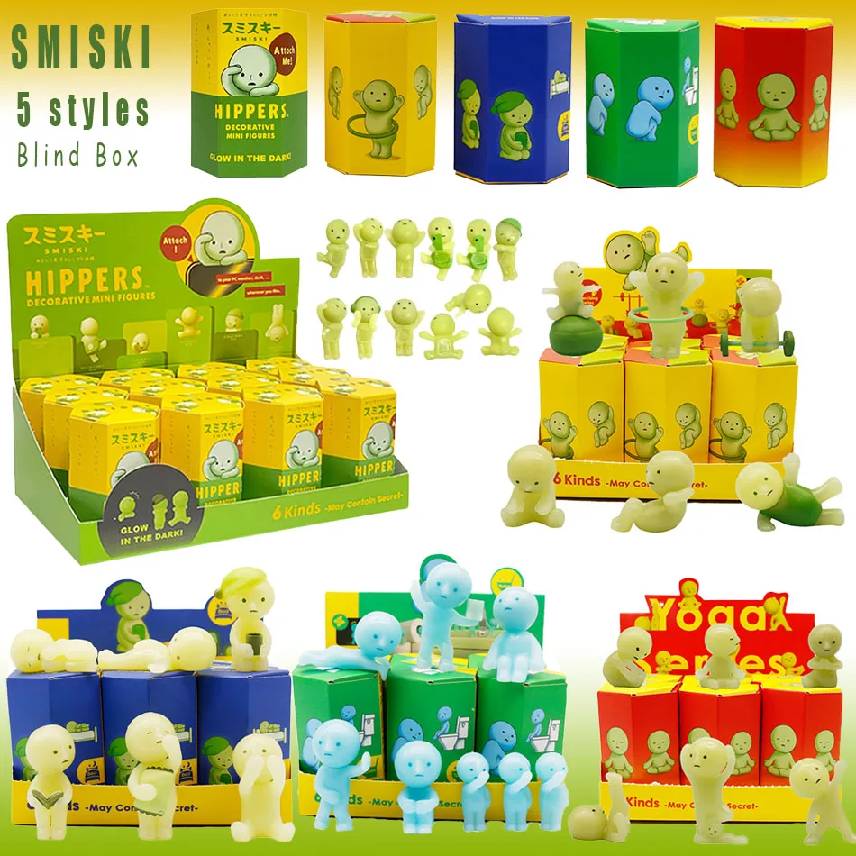 New 5 Styles SMISKI Blind Box Noctilucent Green Doll Mystery Box
