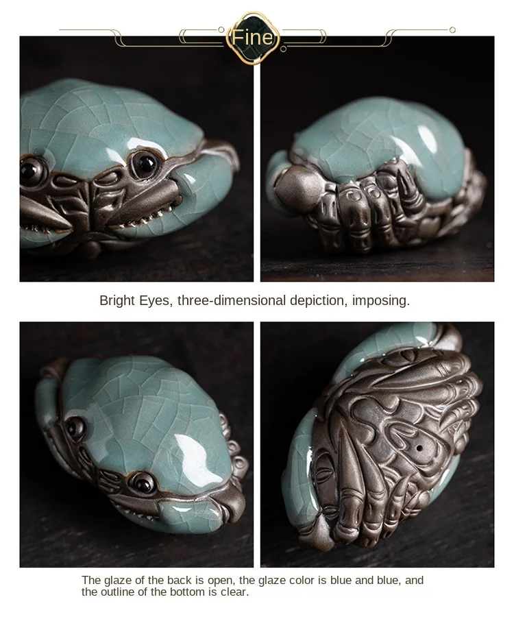 Description Picture 6 of itemCracked Glaze Crab Play Handmade Kongfu Tea Pet Decoration Tea Table Tea Ceremony Accessories Tea Pet Furniture For Display
