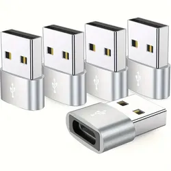 Set of 5 Durable Metallic OTG USB to USBC Adapters (5pcs WHITE)
