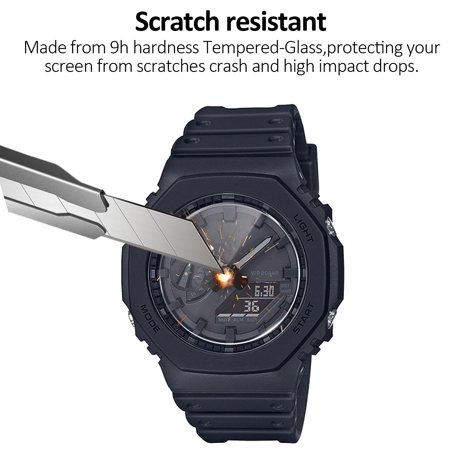 2-Pack 9H Tempered Glass Screen Protector for Casio G Shock Watches