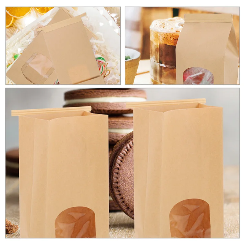 50pcs Greaseproof Paper Bags with Clear Window for Bakery, Toast, Cookies, Pastries, Sa... - SKU GPBB1907 - UGI Packaging