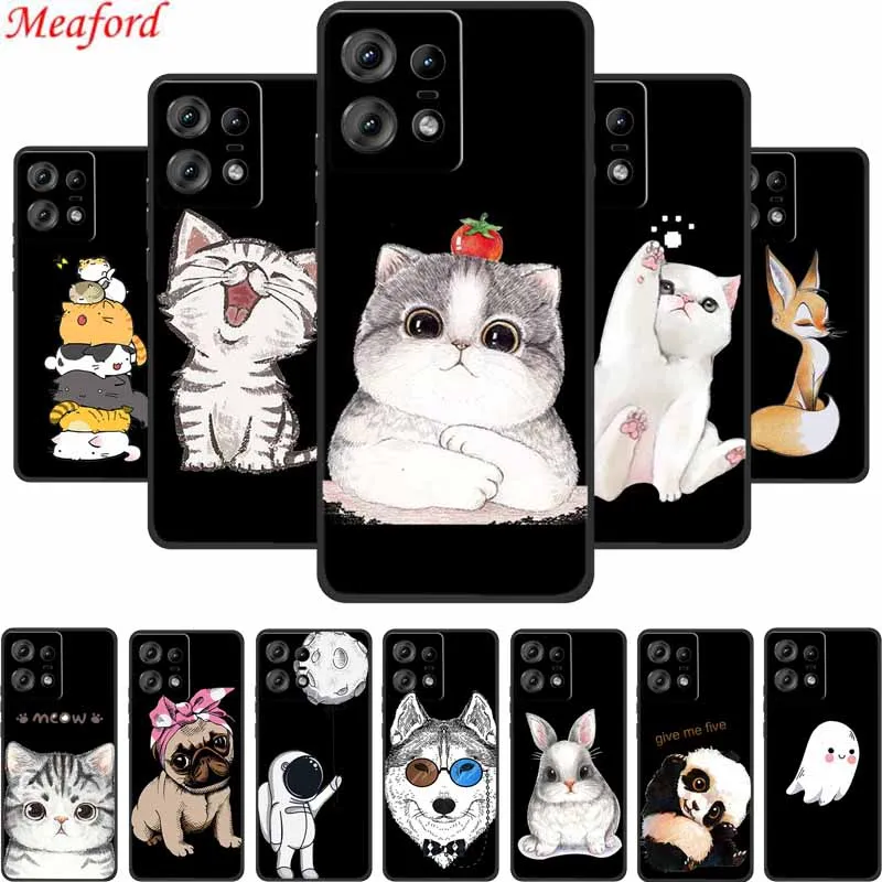 Funda Per Motorola Edge 50 Pro Custodia Cute Cartoon Cat Custodia Morbida In Silicone Nero Per Moto Edge 50 Pro Custodia Per Telefono Coque