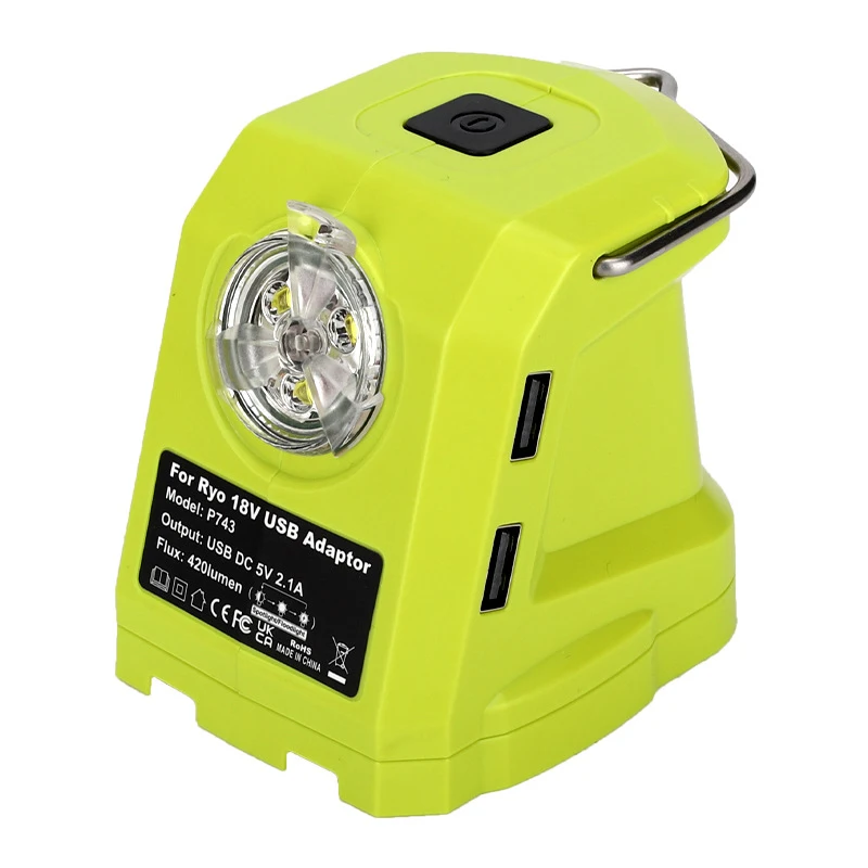 RYOBI 14.4V-18V 리튬 이온 배터리용 LED 작업등, Ryobi 휴대용 스포트라이트 전동 공구 부품, 듀얼 USB 컨버터 어댑터, 9W