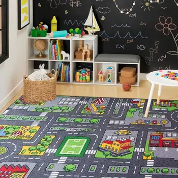Children's Crawling Mat Road Traffic System Kid Floor Carpet Children's Parking Lot Traffic Game Carpet Traffic Road Carpet Toy 2