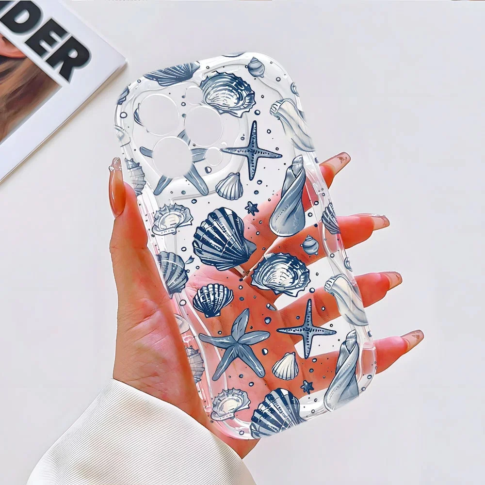 Elegant Blue Seashell Phone Case Cover