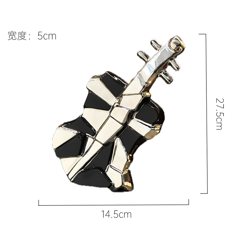 Creative Simulation Violin Sculpture Ceramic Gift, Home High-end Art, Wine Cabinet, Office, Study, Living Room, Decorations, 1Pc