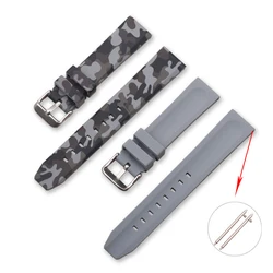 Camo Silicone Sport Strap - Quick Release Waterproof Band - 20/22/24mm - 22mm (Grey)