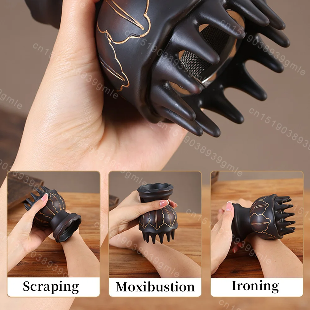 Guasha Head Therapy Jar Massage To Relax Multifunction Moxa Therapy Massager Body Beauty Bianstone Moxibustion Jar 5