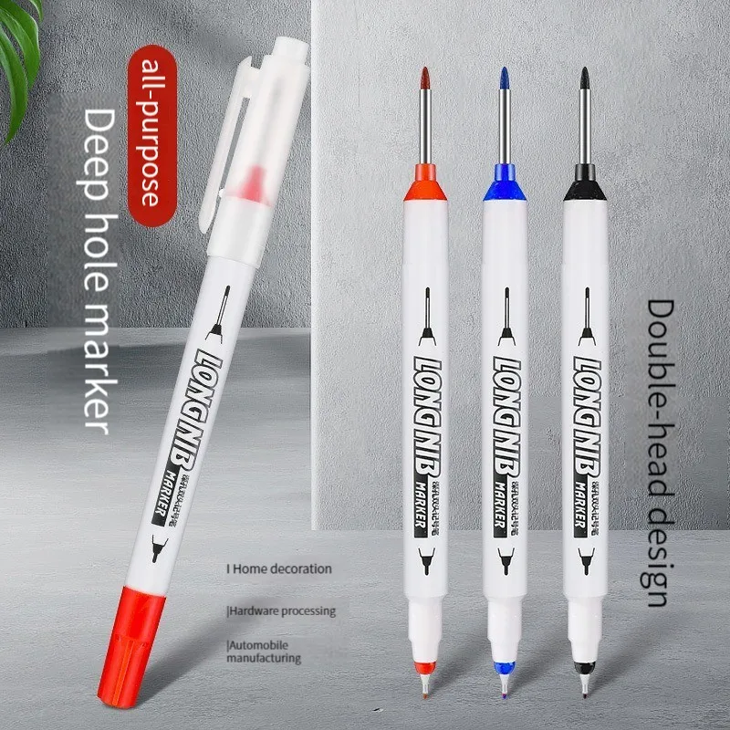 1/3Pcs Double Tip 20mm Deep Hole Long Nib Head Markers for Metal Perforating Pen Bathroom Woodworking Decoration Multi-Purpose marker pens,markers pen,long nib markers